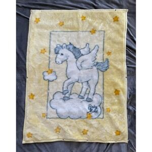Baby Mink Unicorn Blanket Sleep Sack Soft Plush Yellow RARE Vintage
